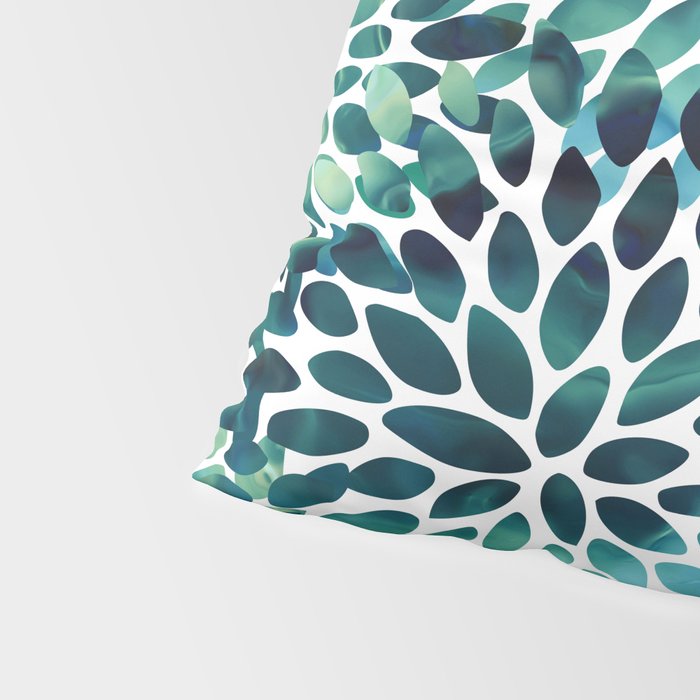 Floral Watercolor, Navy, Blue Teal, Abstract Watercolor Pillow Sham Gallery Image 4