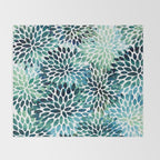 Floral Watercolor, Navy, Blue Teal, Abstract Watercolor Throw Blanket Gallery Image 2