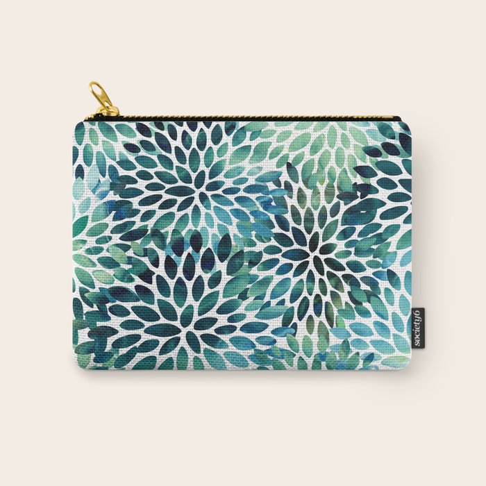 Floral Watercolor, Navy, Blue Teal, Abstract Watercolor Carry All Pouch Gallery Image 1