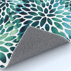 Floral Watercolor, Navy, Blue Teal, Abstract Watercolor Rug Gallery Image 4