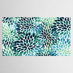 Floral Watercolor, Navy, Blue Teal, Abstract Watercolor Tablecloth Gallery Image 2