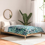 Floral Watercolor, Navy, Blue Teal, Abstract Watercolor Comforter Gallery Image 2