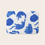 Sleepy Cozy Kitty Cats in Royal Blue & White Bath Mat Gallery Image 1