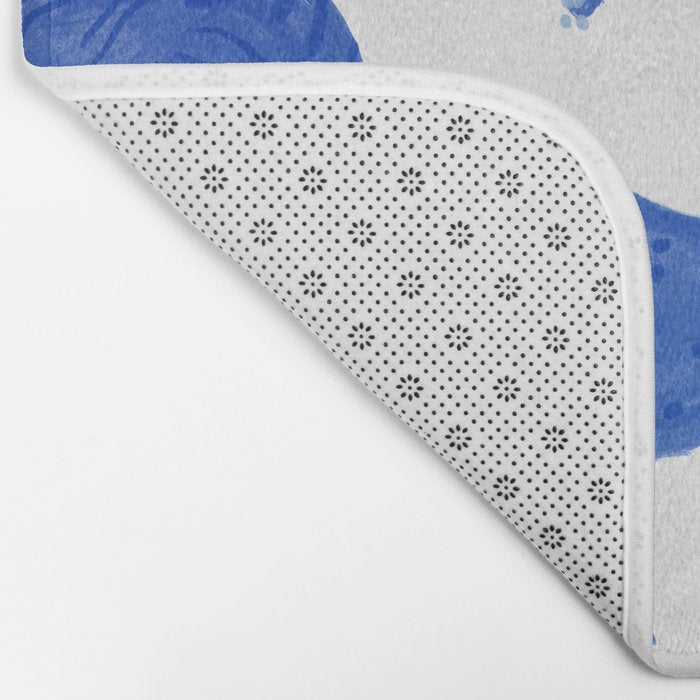 Sleepy Cozy Kitty Cats in Royal Blue & White Bath Mat Gallery Image 2