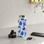 Sleepy Cozy Kitty Cats in Royal Blue & White Water Bottle Gallery Image 4