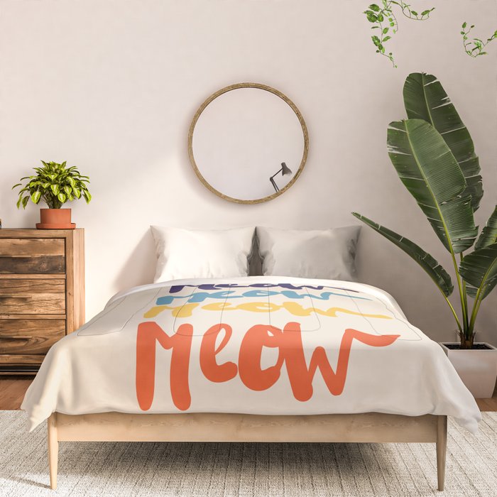 Meow Meow says the cat - typography Comforter Gallery Image 3