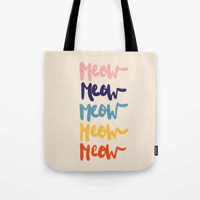 Meow Meow says the cat - typography Tote Bag Gallery Image 1