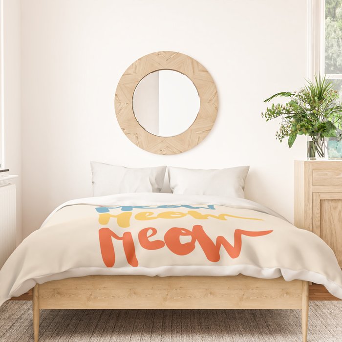 Meow Meow says the cat - typography Duvet Cover Gallery Image 3