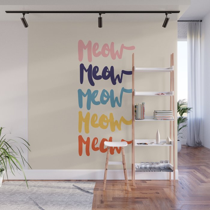 Meow Meow says the cat - typography Wall Mural Gallery Image 1