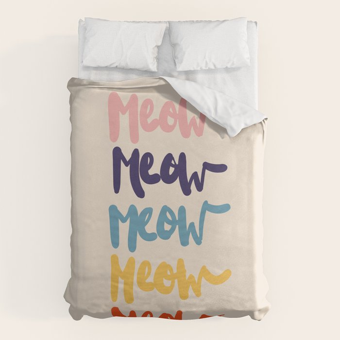 Meow Meow says the cat - typography Duvet Cover Gallery Image 1