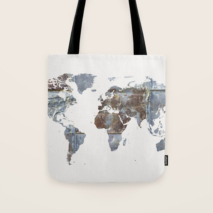 World Map(metal) Tote Bag Gallery Image 1