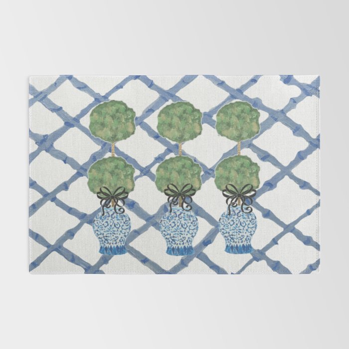 Hand Painted Bamboo Trellis Chinoiserie Ginger Jar  Rug Gallery Image 2