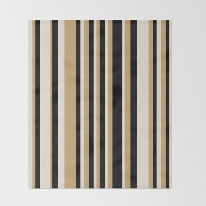 Classic Stripes VII - Neutral Vintage Throw Blanket Gallery Image 2
