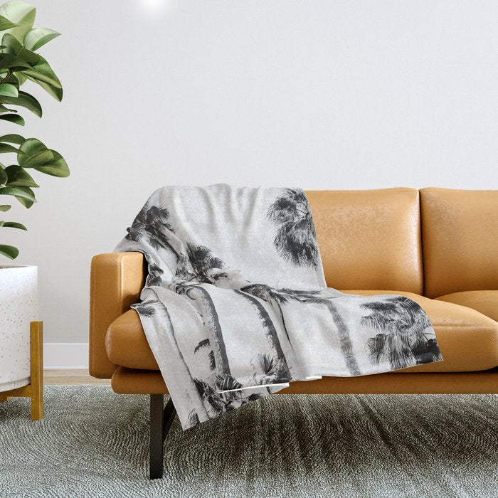 Black & White Palms 3 Throw Blanket Gallery Image 1