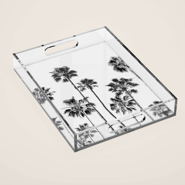 Black & White Palms 3 Acrylic Tray Gallery Image 1