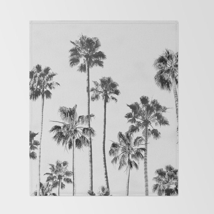 Black & White Palms 3 Throw Blanket Gallery Image 2