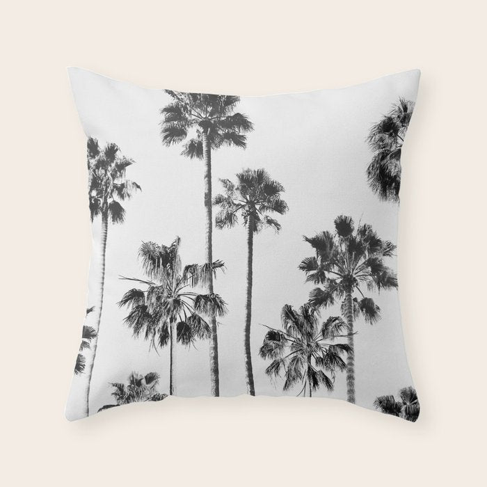 Black & White Palms 3 Throw Pillow Gallery Image 1