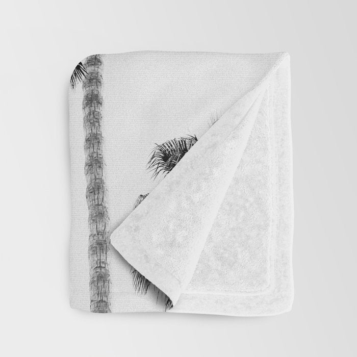 Black & White Palms 3 Throw Blanket Gallery Image 3