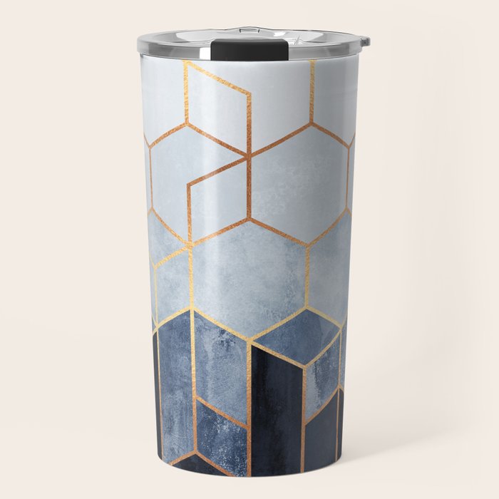 Soft Blue Hexagons Travel Mug Gallery Image 1