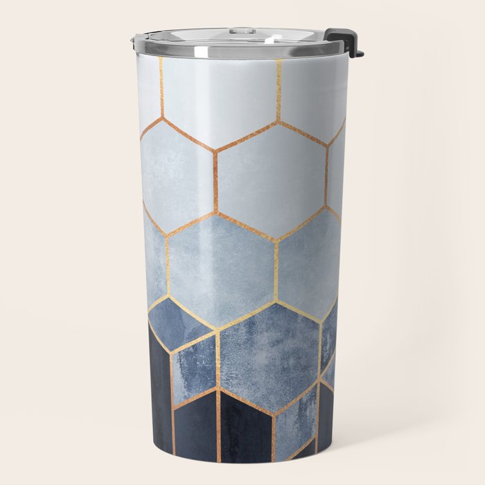 Soft Blue Hexagons Travel Mug Gallery Image 2