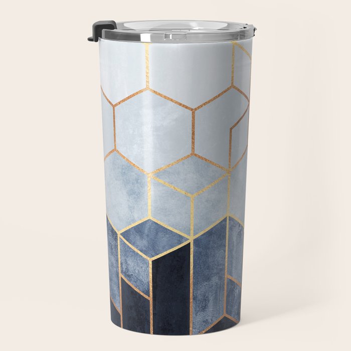 Soft Blue Hexagons Travel Mug Gallery Image 3