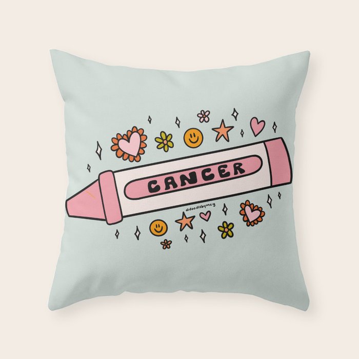 Cancer Crayon Throw Pillow Gallery Image 1