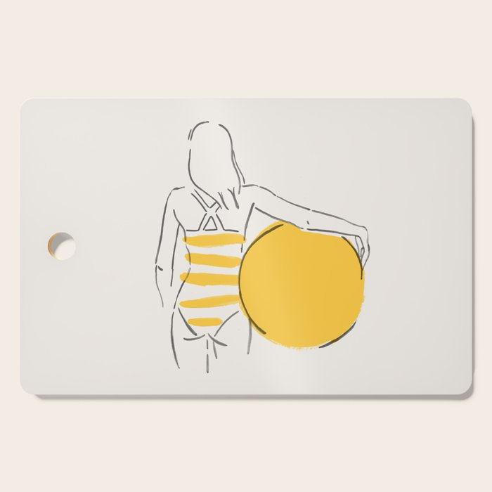 Summer ready - line drawing Cutting Board Gallery Image 1