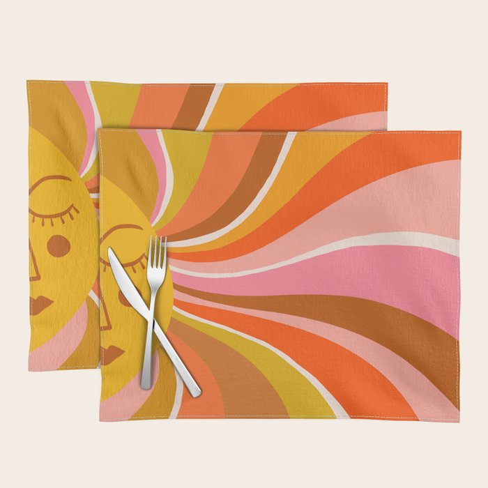Sunshine Swirl - Retro Ochre Placemat Gallery Image 1