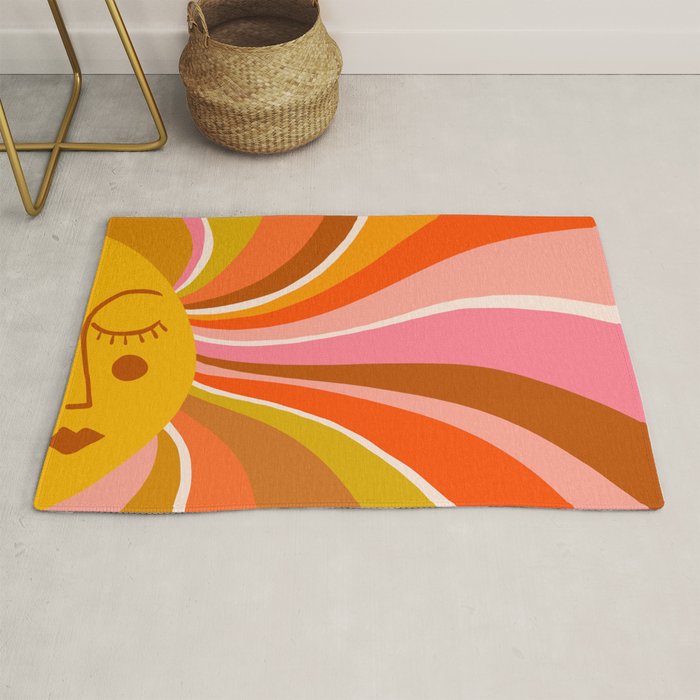 Sunshine Swirl - Retro Ochre Rug Gallery Image 1