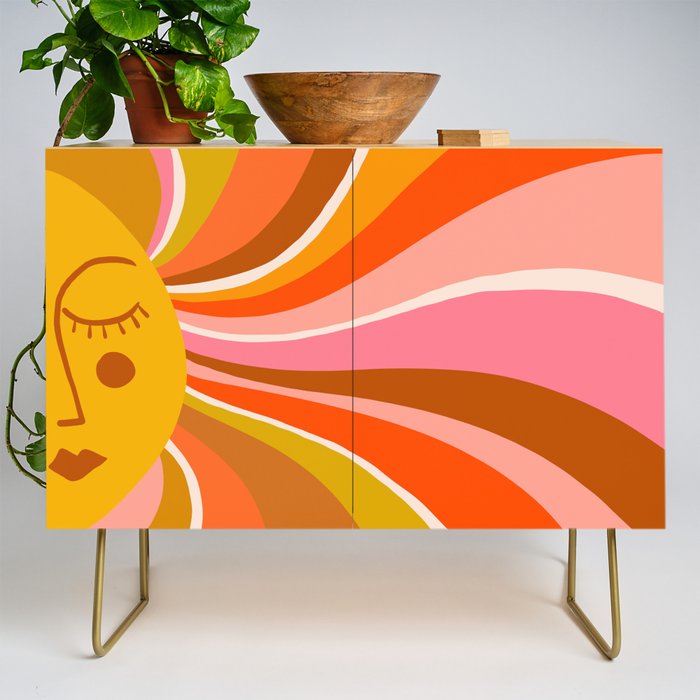 Sunshine Swirl - Retro Ochre Credenza Gallery Image 1