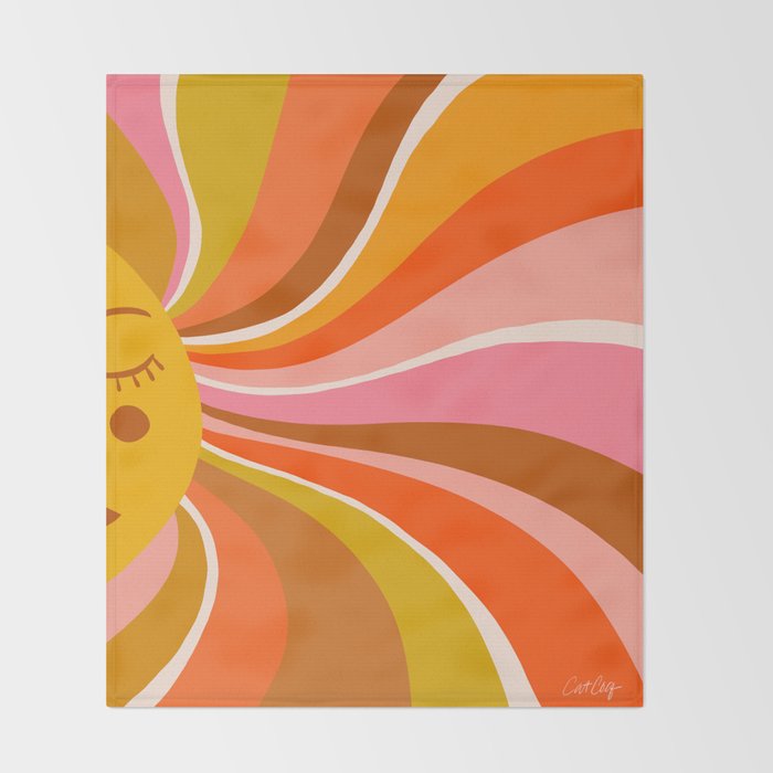 Sunshine Swirl - Retro Ochre Throw Blanket Gallery Image 2