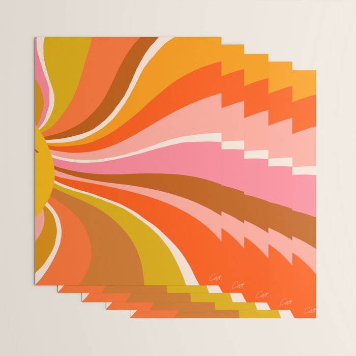 Sunshine Swirl - Retro Ochre Wrapping Paper Gallery Image 3
