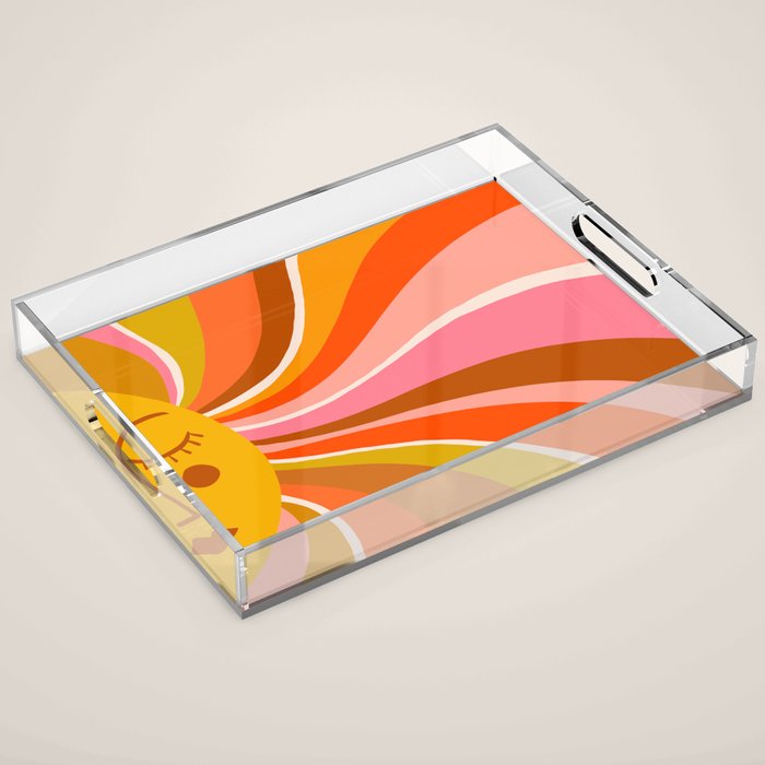 Sunshine Swirl - Retro Ochre Acrylic Tray Gallery Image 1