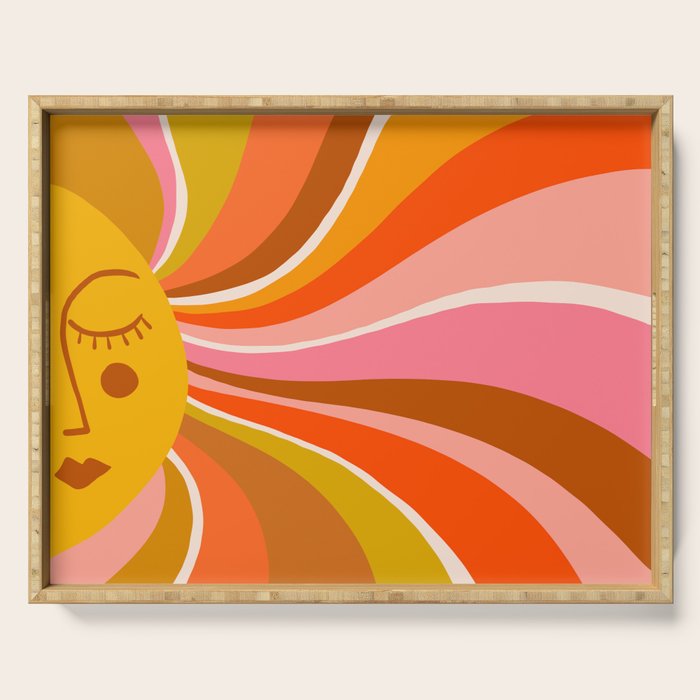 Sunshine Swirl - Retro Ochre Serving Tray Gallery Image 1