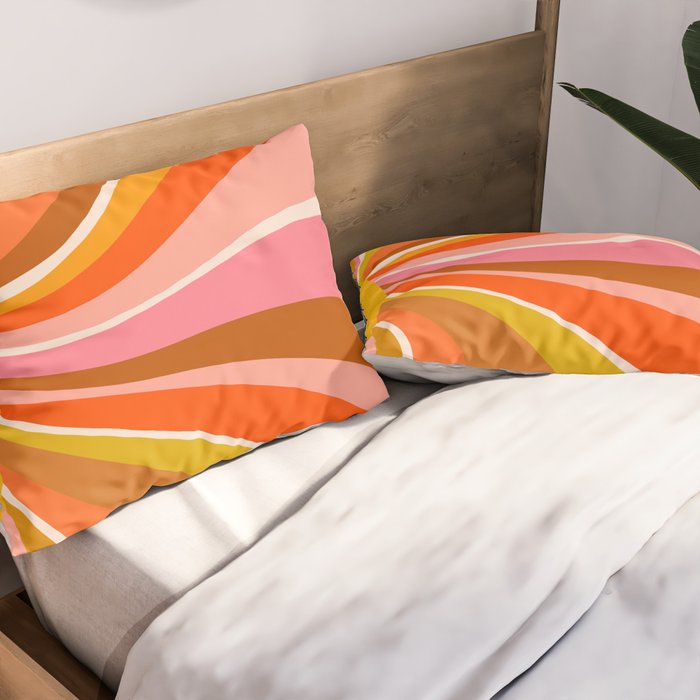Sunshine Swirl - Retro Ochre Pillow Sham Gallery Image 2