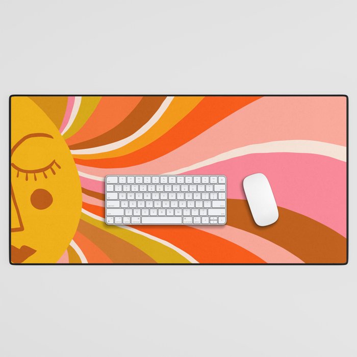 Sunshine Swirl - Retro Ochre Desk Mat Gallery Image 1