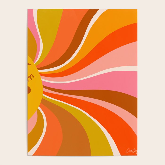Sunshine Swirl - Retro Ochre Poster Gallery Image 4
