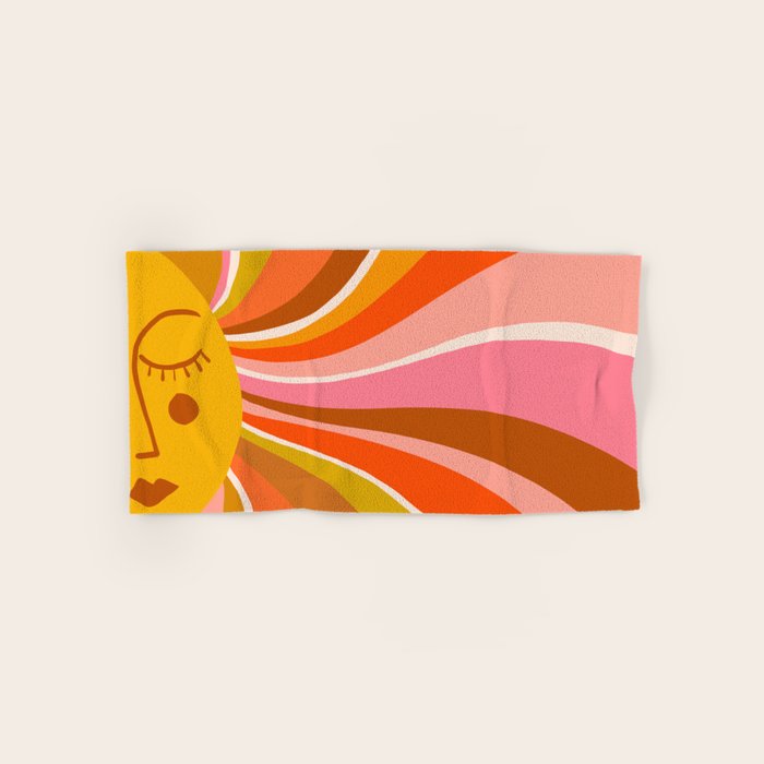Sunshine Swirl - Retro Ochre Bath Towel Gallery Image 1