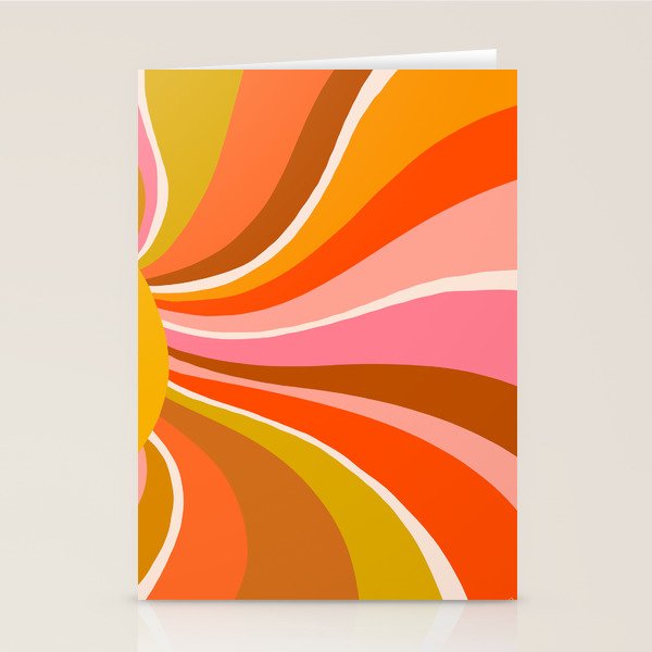 Sunshine Swirl - Retro Ochre Stationery Card Gallery Image 1