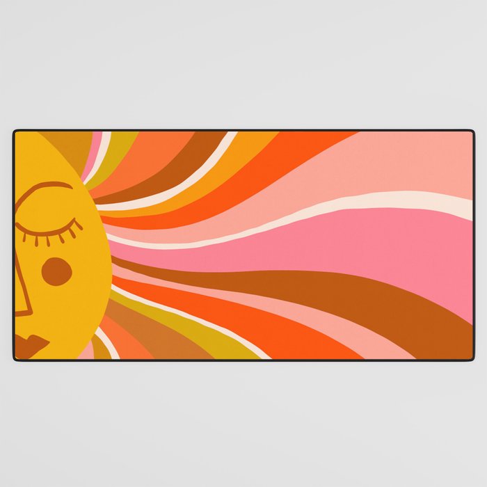 Sunshine Swirl - Retro Ochre Desk Mat Gallery Image 3
