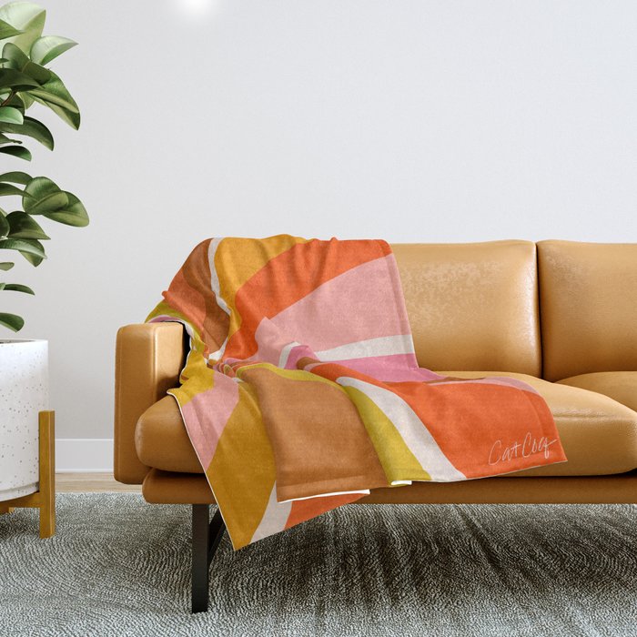 Sunshine Swirl - Retro Ochre Throw Blanket Gallery Image 1