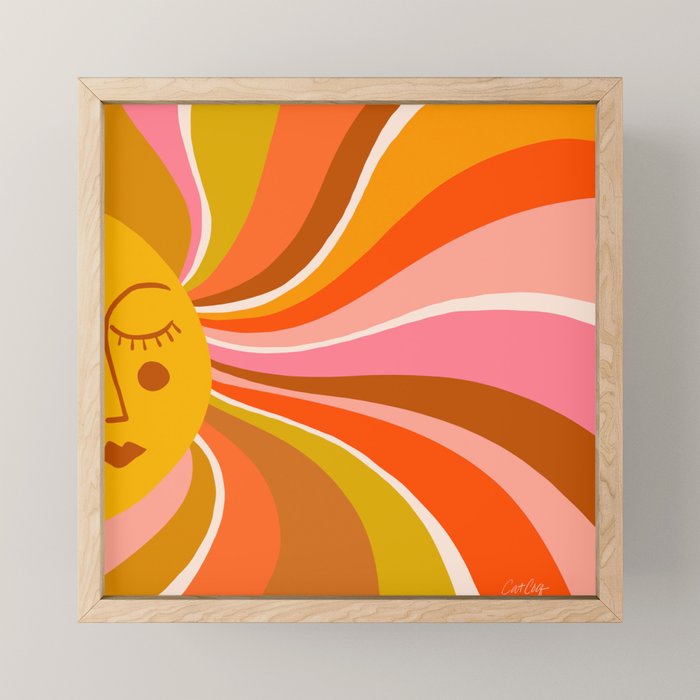 Sunshine Swirl â Retro Ochre Mini Art Print Gallery Image 1