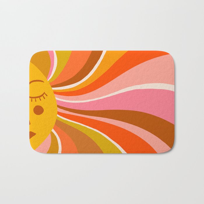 Sunshine Swirl - Retro Ochre Bath Mat Gallery Image 1