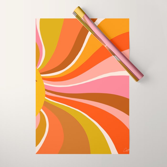 Sunshine Swirl - Retro Ochre Wrapping Paper Gallery Image 1