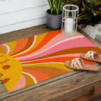 Sunshine Swirl - Retro Ochre Outdoor Rug Gallery Image 2