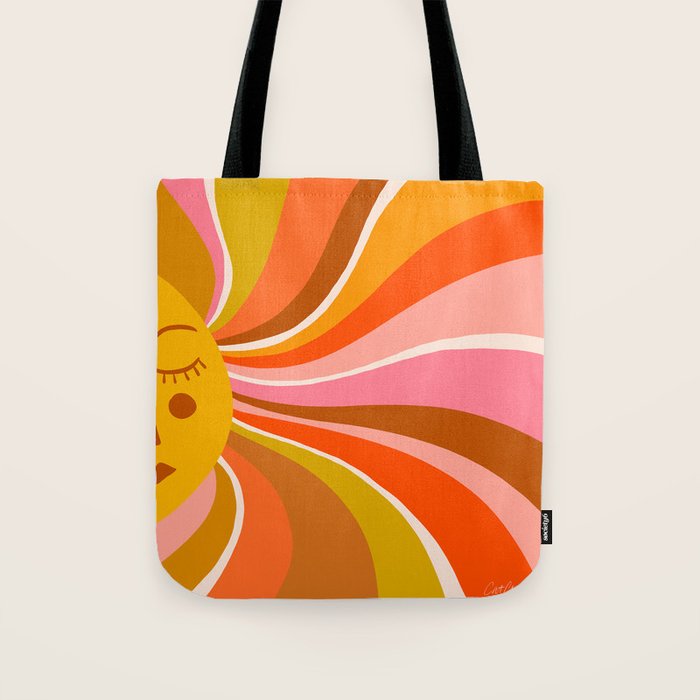Sunshine Swirl - Retro Ochre Tote Bag Gallery Image 1