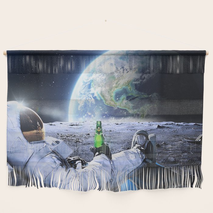 Astronaut on the Moon with beer Wall Hanging Gallery Image 1