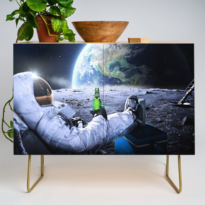 Astronaut on the Moon with beer Credenza Gallery Image 1