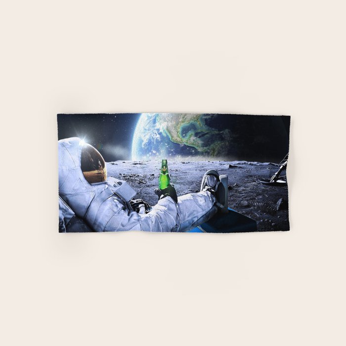 Astronaut on the Moon with beer Bath Towel Gallery Image 1