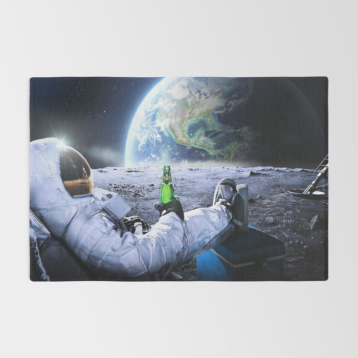 Astronaut on the Moon with beer Rug Gallery Image 2